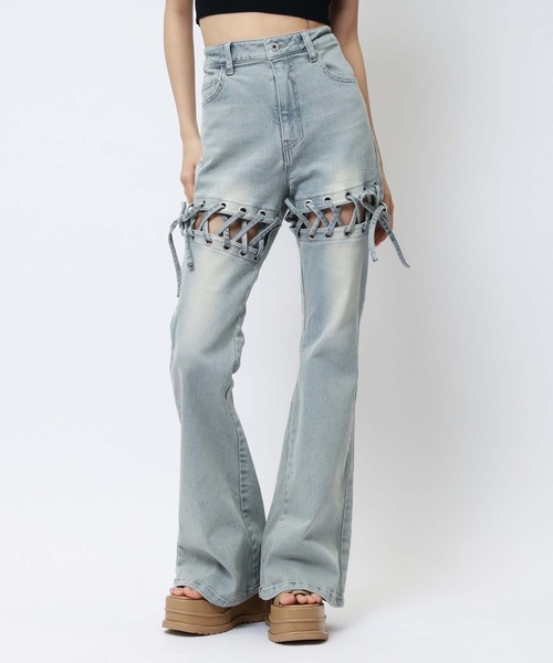 「SPIRALGIRL」 ブーツカットデニムパンツ MEDIUM ブラック レディース_画像5