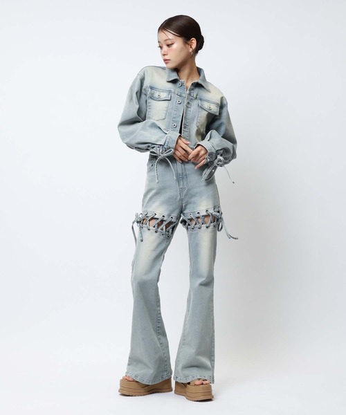 「SPIRALGIRL」 ブーツカットデニムパンツ MEDIUM ブラック レディース_画像6