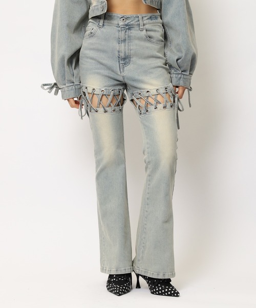 「SPIRALGIRL」 ブーツカットデニムパンツ MEDIUM ブラック レディース_画像8