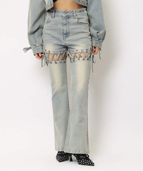 「SPIRALGIRL」 ブーツカットデニムパンツ MEDIUM ブラック レディース_画像9