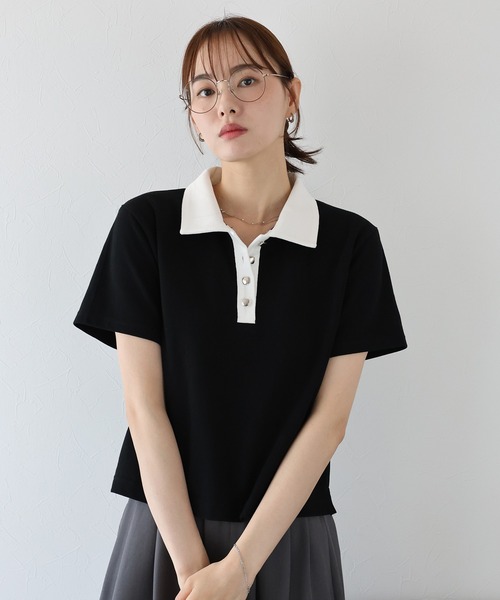 「BLUEEAST」 半袖ポロシャツ MEDIUM グレー レディース_画像2