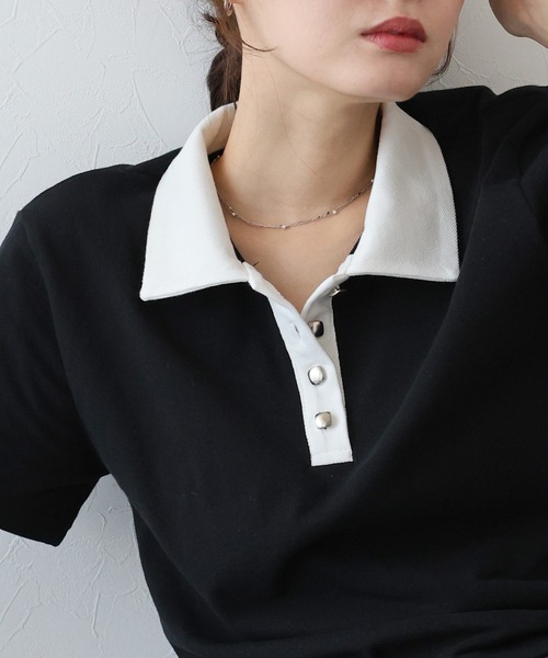 「BLUEEAST」 半袖ポロシャツ MEDIUM グレー レディース_画像7
