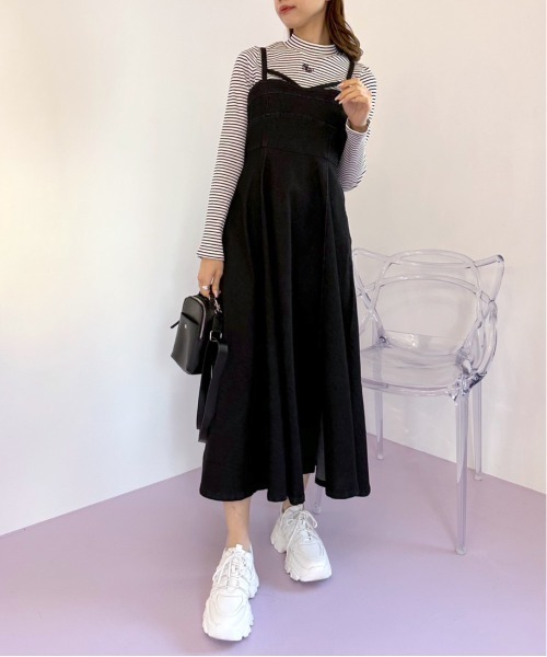 「OLIVE des OLIVE」 キャミソールワンピース FREE ネイビー レディース_画像4