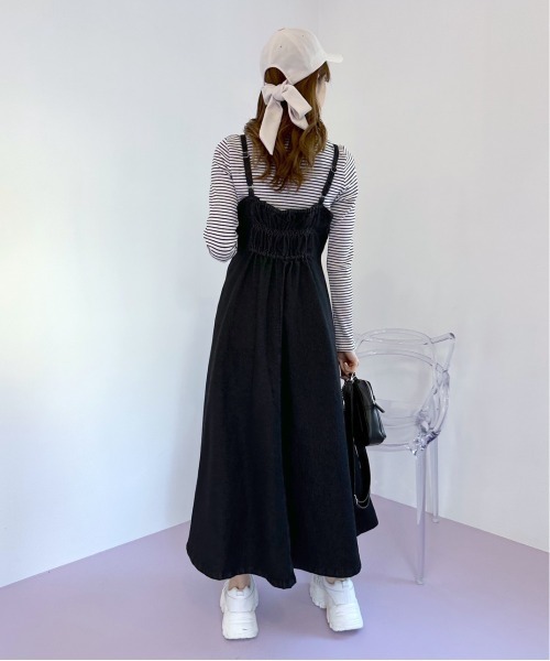 「OLIVE des OLIVE」 キャミソールワンピース FREE ネイビー レディース_画像6