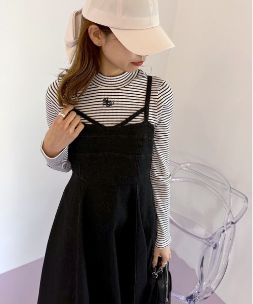 「OLIVE des OLIVE」 キャミソールワンピース FREE ネイビー レディース_画像7
