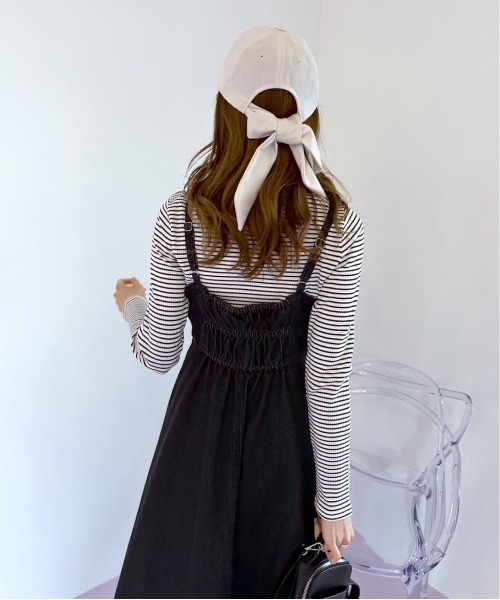 「OLIVE des OLIVE」 キャミソールワンピース FREE ネイビー レディース_画像9