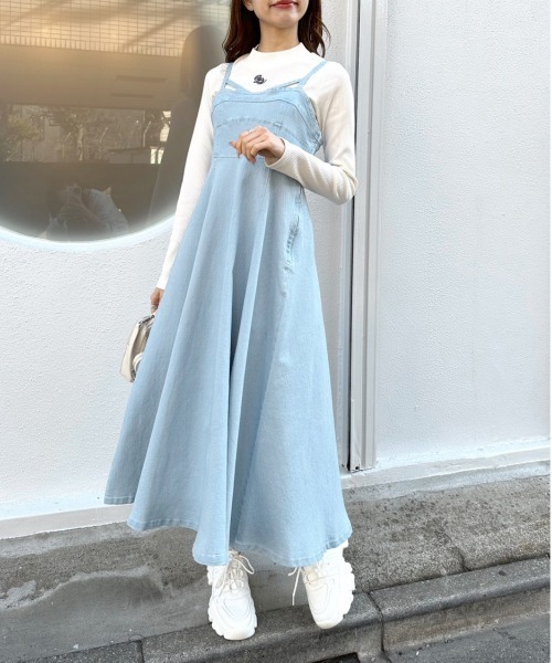 「OLIVE des OLIVE」 キャミソールワンピース FREE ネイビー レディース_画像10