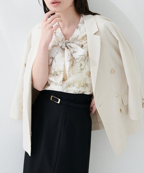 「natural couture」 半袖ブラウス FREE グレー レディース_画像6