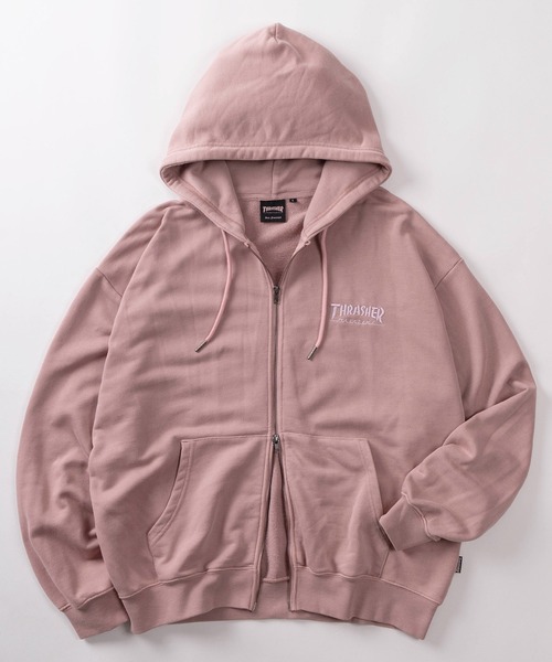 「THRASHER」 ジップアップパーカー L グレー レディース_画像2