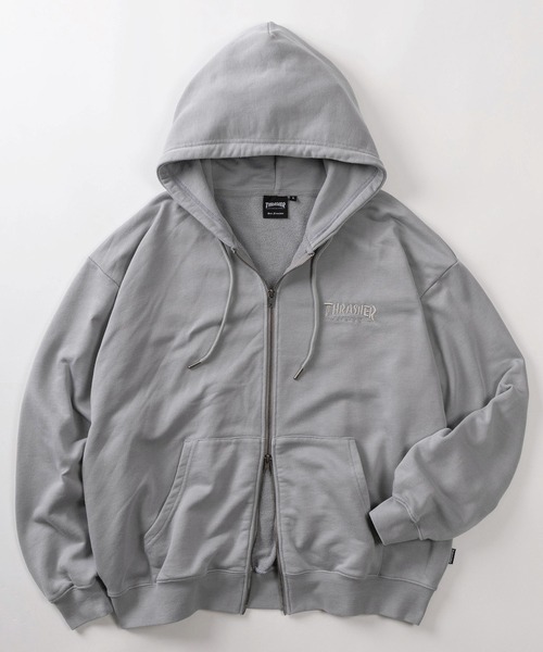「THRASHER」 ジップアップパーカー L グレー レディース_画像3