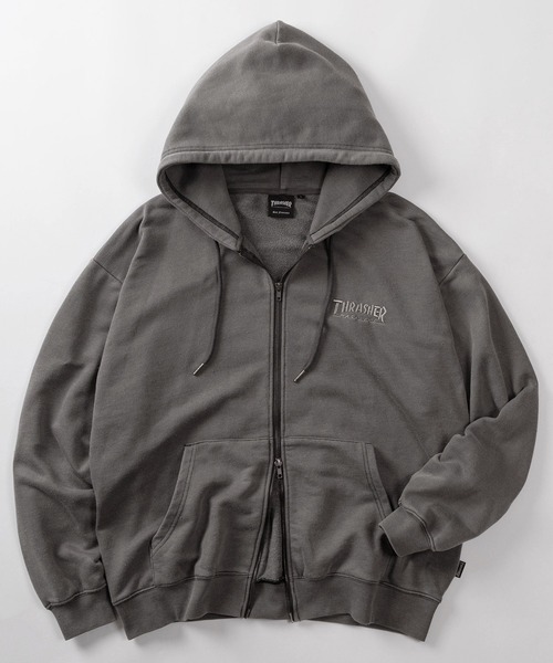 「THRASHER」 ジップアップパーカー L グレー レディース_画像5