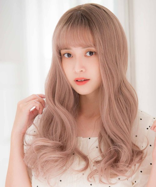 LINEASTORIA ブラウン ロングウィッグ キューブウィッグ・ロング】毛先カールロング（ウィッグ