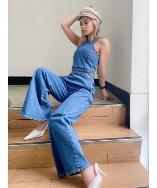 GYDA ライトブルー デニムオールインワン サロペット GYDA（ジェイダ） サロペット オーバーオール BACK ZIPデニム