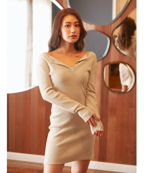 ダーリッチワンピース Darich（ダーリッチ） ワンピース レザーボタンヘンリーネック