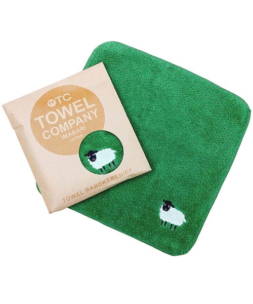 12重ガーゼハンカチ　dog green ハンドタオル DONOBAN（ドノバン） ハンカチ 今治ハンドタオル(動物園シリーズ