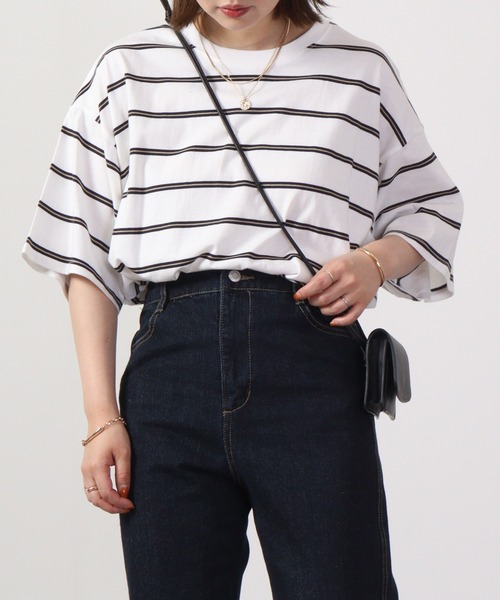 FUNALIVE tシャツ Multi-border short-sleeved T-shirt / マルチ