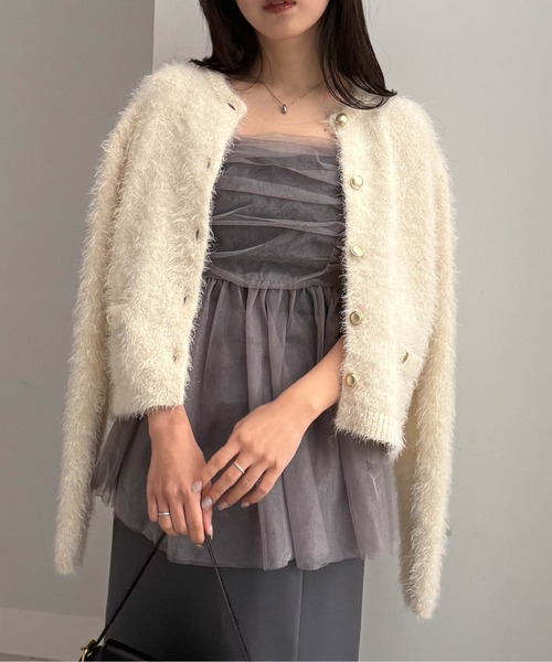 RANAN（ラナン） キャミソール ラメチュールペプラムキャミソール