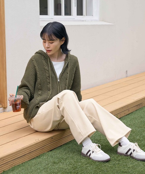 ワイドパンツ パンツ 「選べる2丈」裏起毛コーデュロイワイドパンツ