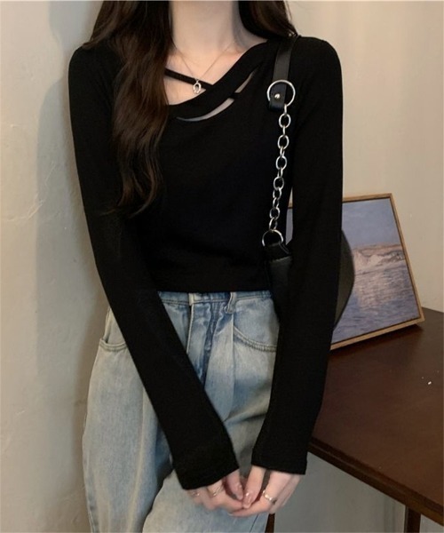 tシャツ 胸元クロスデザイントップス レディース : ZOZOTOWN