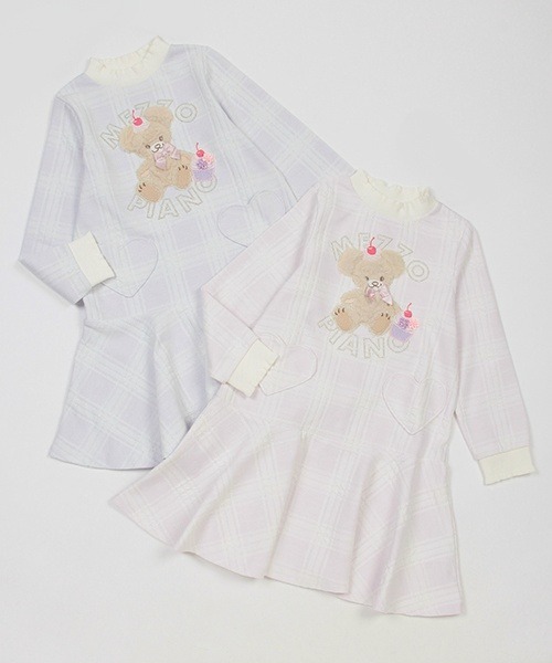 mezzo piano ワンピース カットJQ クマチェックワンピース キッズ