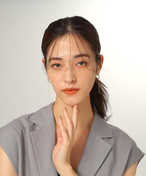 【Cocoshnik】K10ゴールドロングチェーンピアス K10ベネフラット×アズキチェーン ピアス（ピアス） | COCOSHNIK