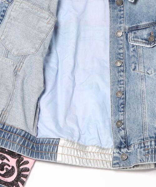 新品未使用☆Desigual☆袖テーピング異素材切り替えデニムジャケット デシグアル Desigual フェイクファーの襟付きレディースオーバー