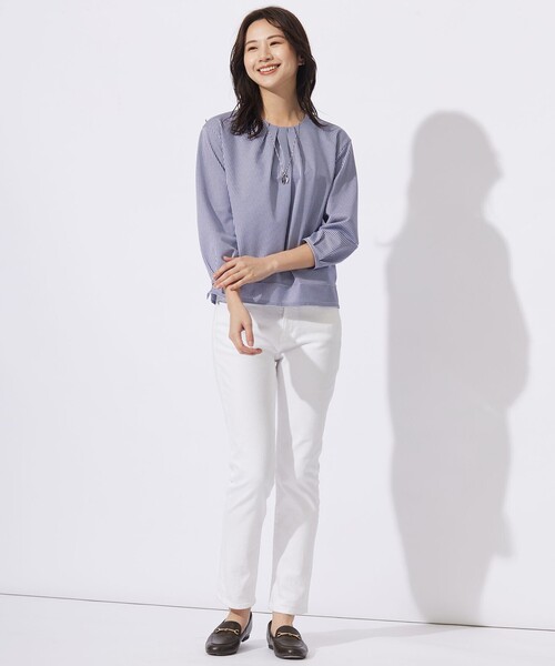 tシャツ 「WEB限定カラーあり」ストライプジャカード フロント