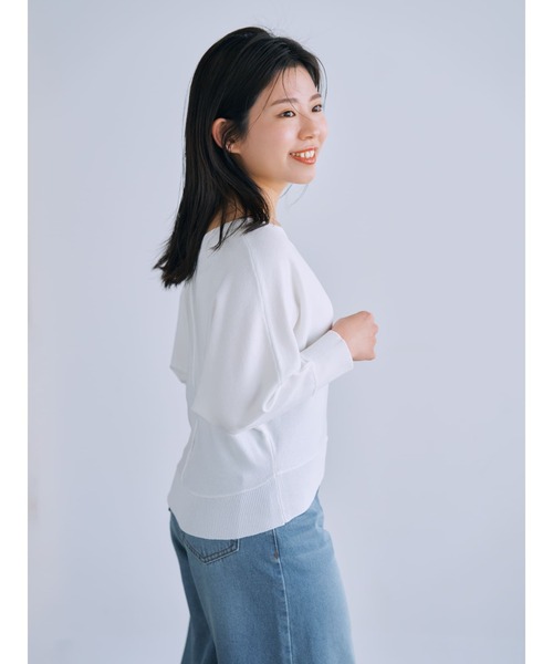 ニット セーター ボートネックドルマンニットプルオーバー「低身長・小柄女性」 レディース ボートネックドルマンニットプルオーバー【低身長・小柄女性