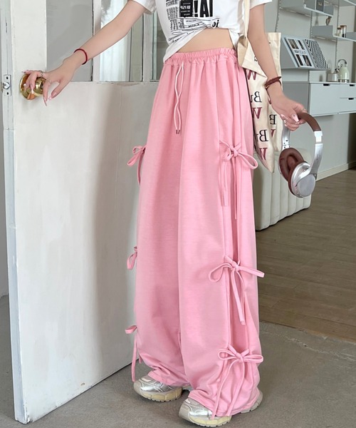 SHEENA（シーナ） ワイドパンツ スウェットパンツ ジャージ サイド