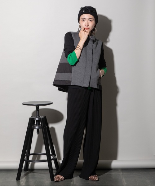 ベスト ジレ バイカラー スタンドジップベスト レディース : ZOZOTOWN
