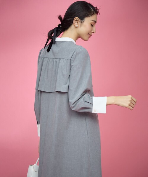 組曲 ワンピース ウーステッドライククロス シャツワンピース