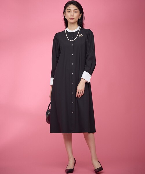 組曲 ワンピース ウーステッドライククロス シャツワンピース