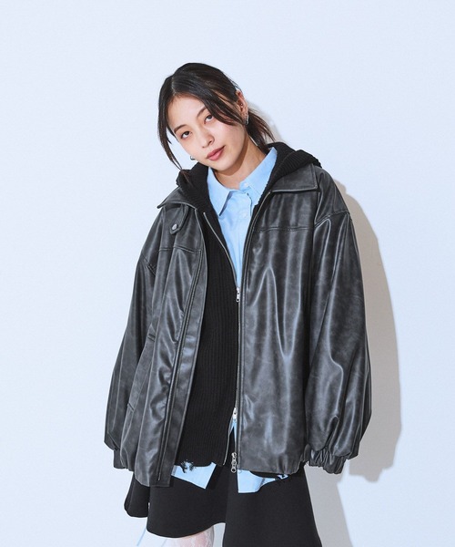 JEANASIS ブルゾン アウター 「WEB限定」ヴィンテージレザー