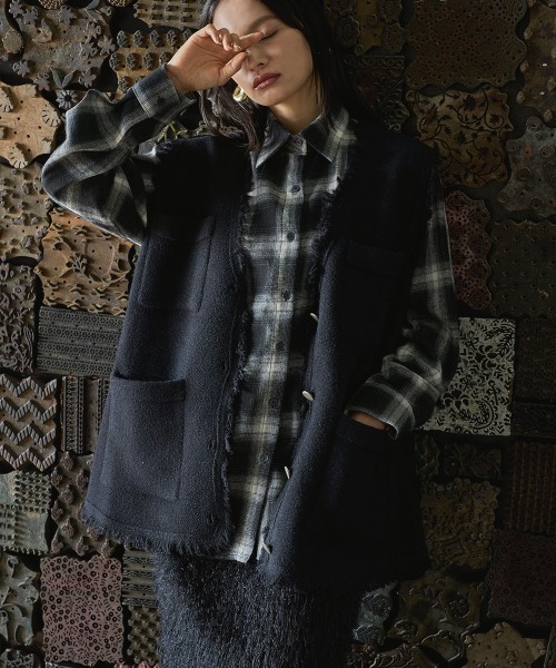ベスト ジレ FRINGE KNIT VEST レディース
