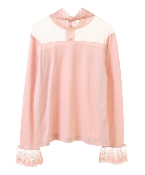 tシャツ オリジナルローズチュールレース使いカットソー レディース PINK HOUSE tシャツ オリジナルローズチュールレース使い
