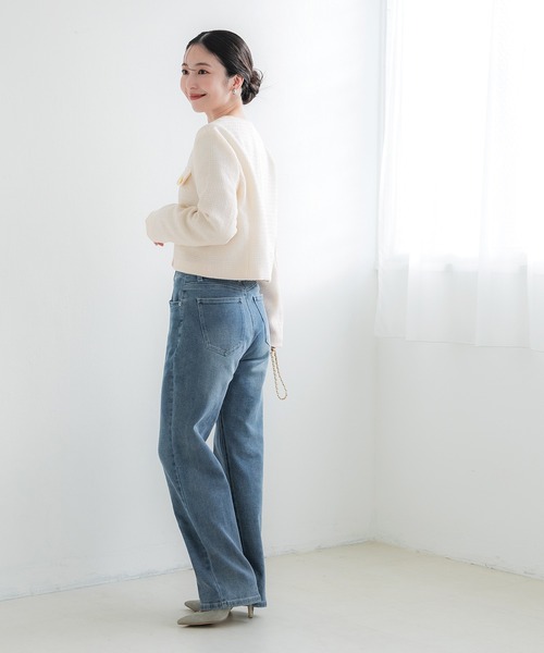 極美品✨アバハウス コキュカ ノーカラーツイードジャケット 金ボタン ホワイト 極美品✨アバハウス コキュカ ノーカラーツイードジャケット 金