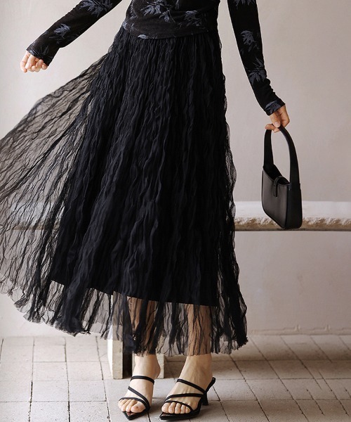 Treat Urself チュールスカート 黒 ペチコートなし スカート ドレープチュールスカート : ZOZOTOWN Yahoo!店 - 通販