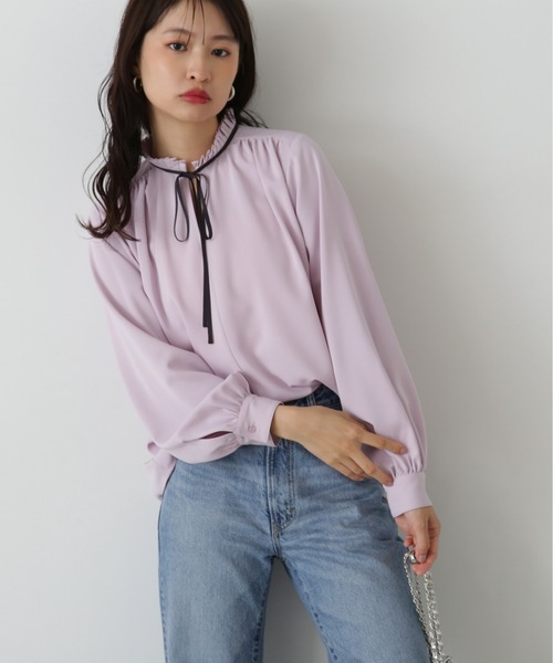 ブラウス シャツ タックカラーリボンブラウス レディース N.Natural Beauty Basic ブラウス シャツ タックリボンバイ
