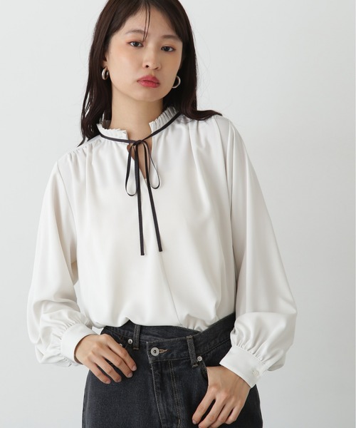 「N.（N. Natural Beauty Basic）」 半袖ブラウス MEDIUM ブラック系その他 レディース ラチネボウタイブラウス | N. Natural Beauty Basic*（エヌ