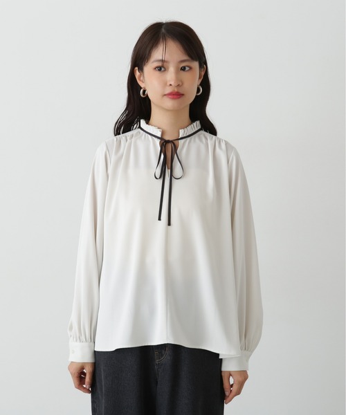 N.Natural Beauty Basic ブラウス シャツ タックリボンバイ