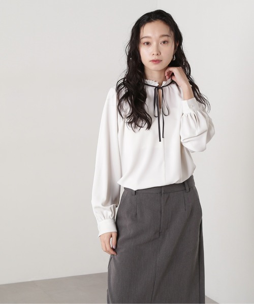 ブラウス シャツ タックカラーリボンブラウス レディース N.Natural Beauty Basic ブラウス シャツ タックリボンバイ