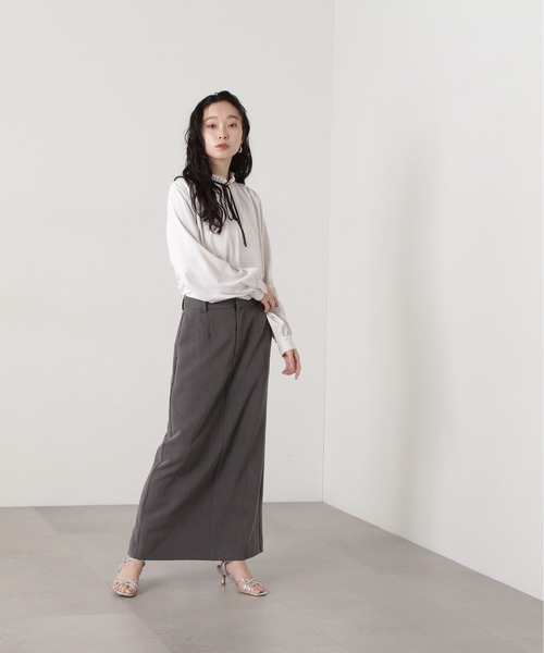 「NATURAL BEAUTY BASIC」 7分袖ブラウス SMALL チャコールグレー レディース green label relaxing ブラウス シャツ デザインタック 7分袖