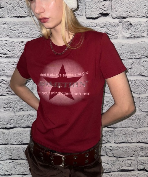 SHAGGIE tシャツ キラキラストーンミニタイトTシャツ レディース