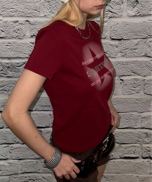 SHAGGIE tシャツ キラキラストーンミニタイトTシャツ レディース