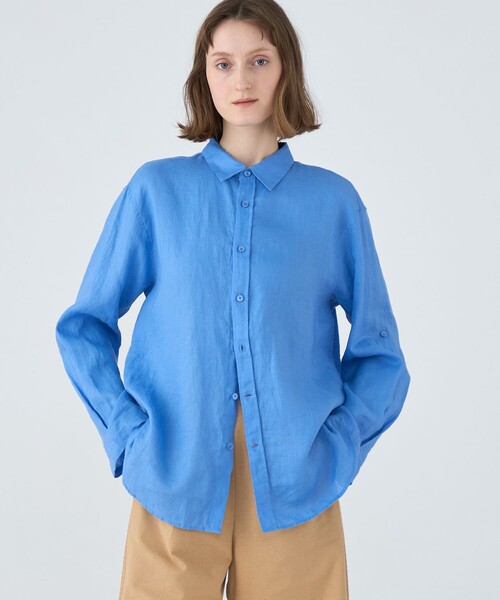 ブラウス シャツ リネンシャーティング レギュラーカラーシャツ レディース MACPHEE ブラウス シャツ リネンシャーティング レギュラー