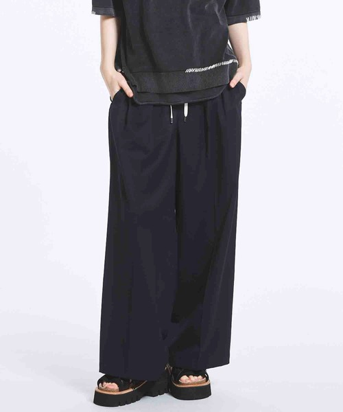 MAISON MARAIS メゾン マレ ツー タック ベルト スラックス E-Band Slacks, Charcoal - MAISONMARAIS