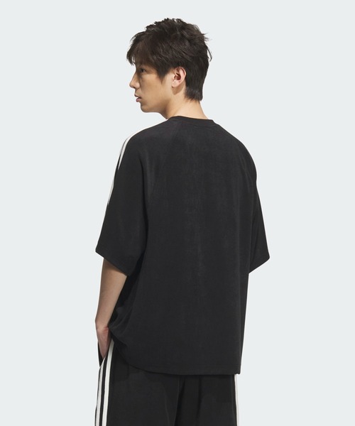 adidas 半袖テリーTシャツ＆テリーショーツ　セット セット【adidas】花柄刺繍 クロップ丈 Tシャツ＆ショートパンツ