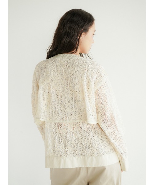 FIKA. ジャケット ノーカラージャケット Flower embroidery