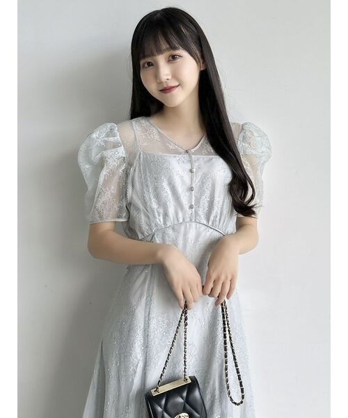 dazzlin ドレス ラメチュールレースパイピングドレス : ZOZOTOWN