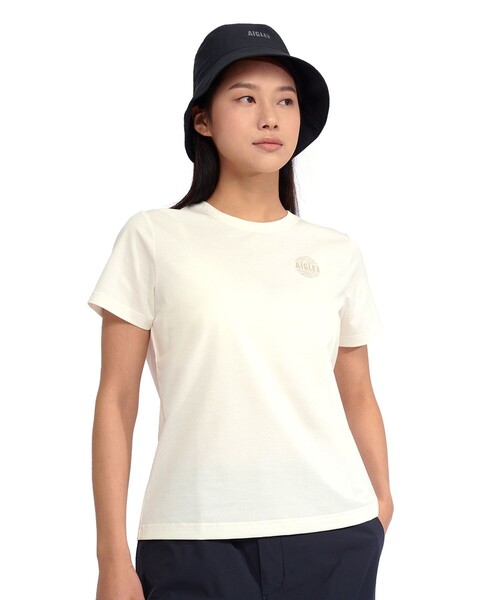 tシャツ UVカット スリムフィット ロゴプリント半袖Tシャツ レディース